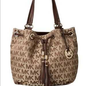 New MK Marina Large Gathered Logo Tote Bag